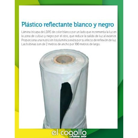 Plástico reflectante blanco y negro grueso 2x5 m.l.